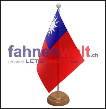 Taiwan Tisch-Fahne aus Stoff mit Holzsockel | 22.5 x 15 cm - Bild 1