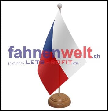 Tschechische Republik / Tschechien Tisch-Fahne aus Stoff mit Holzsockel | 22.5 x 15 cm - Bild 1