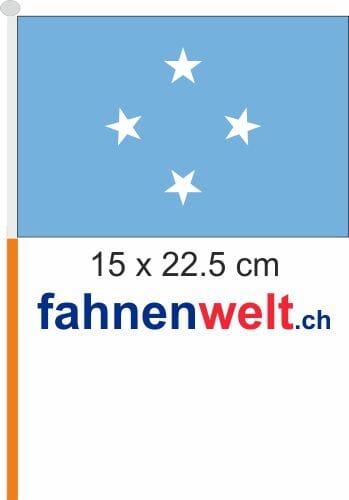 Mikronesien Fahne / Flagge am Stab Pack &agrave; 4 St&uuml;ck | 15 x 22.5 cm - Bild 1