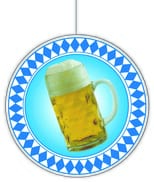 Deckenh&auml;nger Bierkrug im Rautenkreis gedruckt aus Karton | &Oslash; ca. 28.5 cm - Bild 1