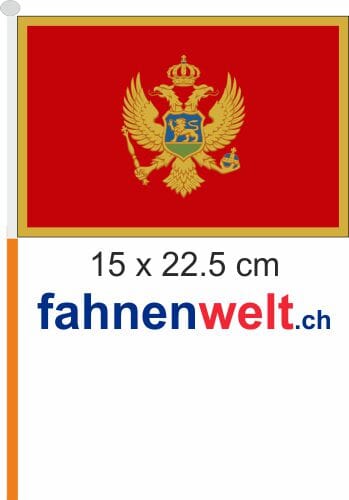 Montenegro Fahne / Flagge am Stab Pack &agrave; 4 St&uuml;ck | 15 x 22.5 cm - Bild 1