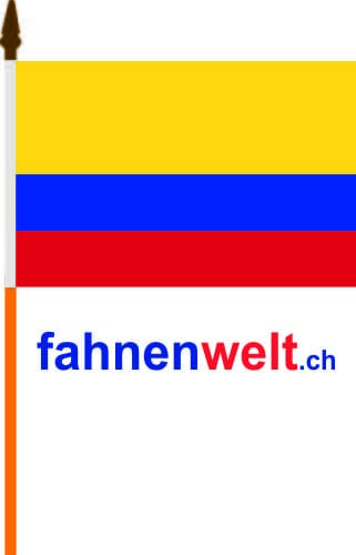 Kolumbien Fahne am Stab gedruckt | 30 x 45 cm - Bild 1