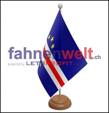 Kap Verde Tisch-Fahne aus Stoff mit Holzsockel | 22.5 x 15 cm - Bild 1
