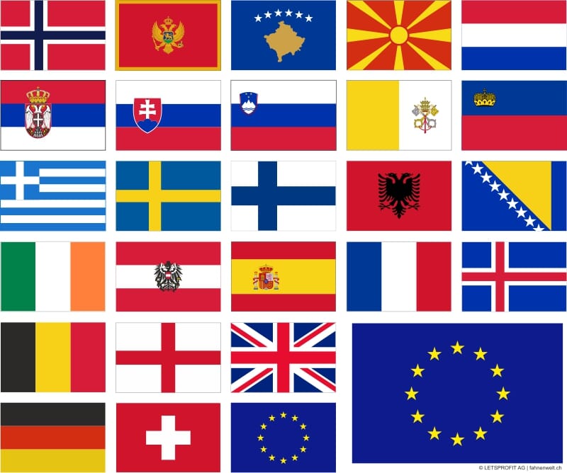Aufkleber Europ&auml;ische Nationen auf Bogen | 12.5 x 10.5 cm - Bild 1