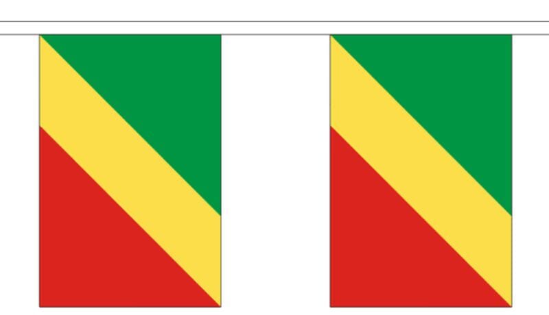Fahnenkette Kongo Brazzaville gedruckt aus Stoff | 30 Fahnen 15 x 22.5 cm 9 m lang - Bild 1