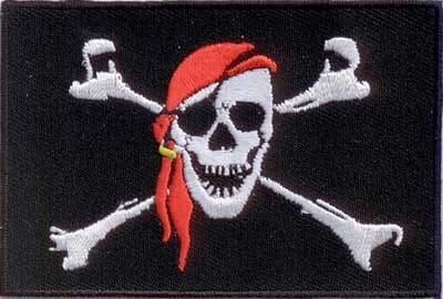 Patch Sticker zum aufb&uuml;geln Pirat mit Bandana | 5.5 x 9 cm - Bild 1