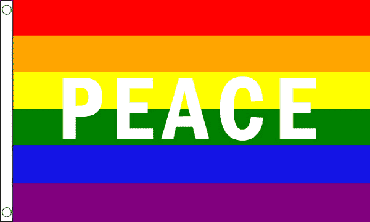 Regenbogen mit Peace Fahne gedruckt | 90 x 150 cm - Bild 1