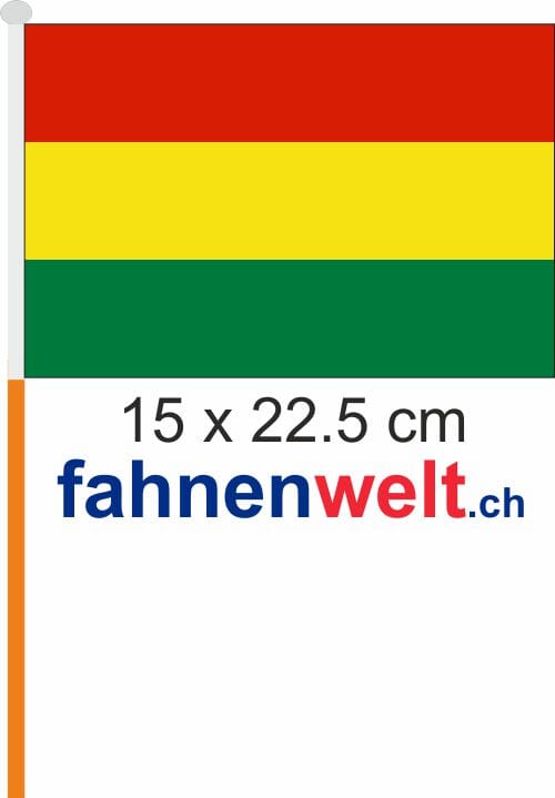 Bolivien Fahne / Flagge am Stab Pack &agrave; 4 St&uuml;ck | 15 x 22.5 cm - Bild 1