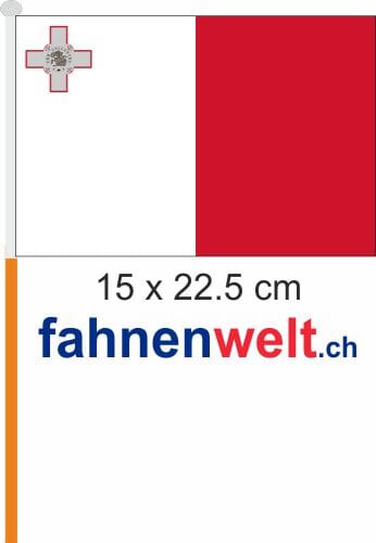 Malta Fahne / Flagge am Stab Pack &agrave; 4 St&uuml;ck | 15 x 22.5 cm - Bild 1