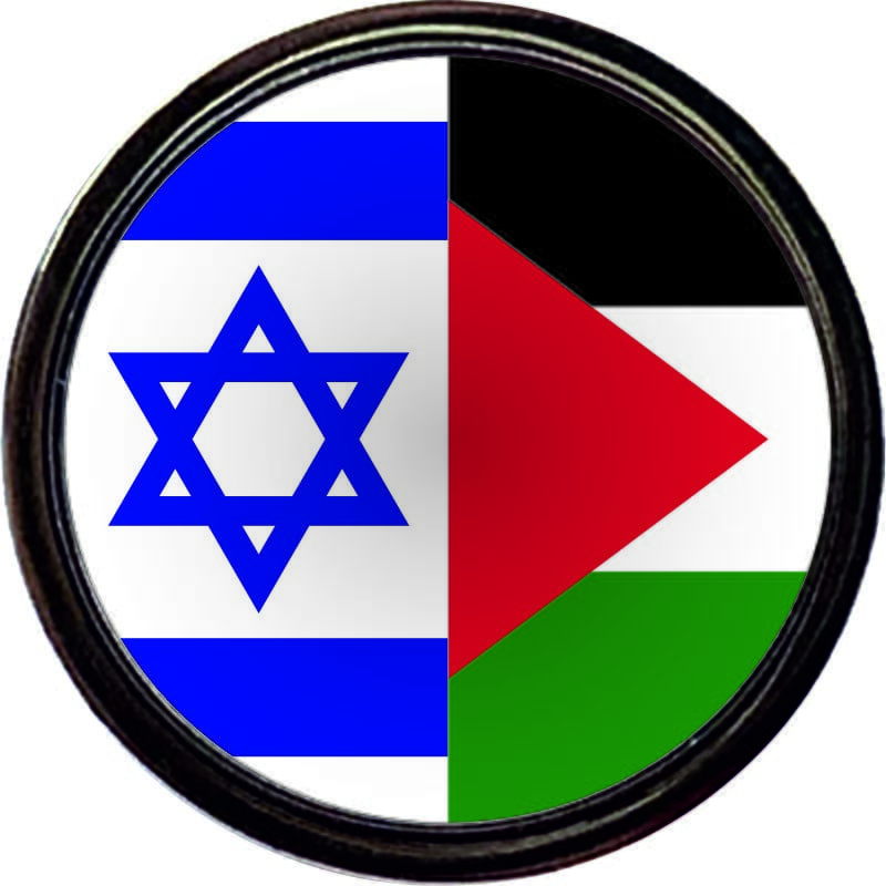 Freundschaftspin Israel-Pal&auml;stina RUND mit Verschluss | &Oslash; 1.6 cm - Bild 1