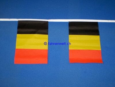 Fahnenkette Belgien gedruckt aus Stoff | 30 Fahnen 15 x 22.5 cm 9 m lang - Bild 1