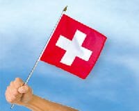 Schweiz Fahne / Flagge am Stab aus Stoff | 30 x 30 cm - Bild 1