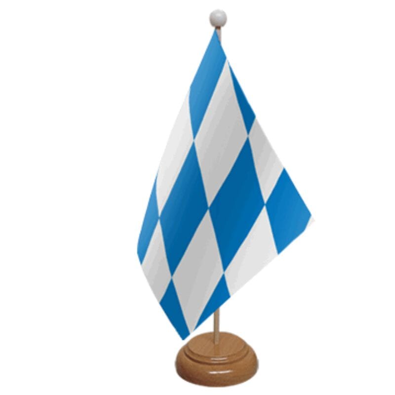 Bayern Raute Tisch-Fahne mit Holzsockel | 22.5 x 15 cm - Bild 1