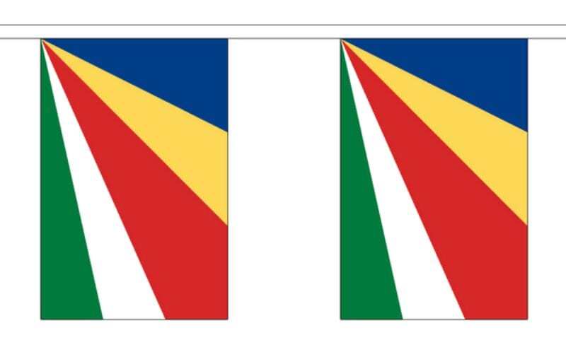 Fahnenkette Seychellen gedruckt aus Stoff | 30 Fahnen 15 x 22.5 cm 9 m lang - Bild 1