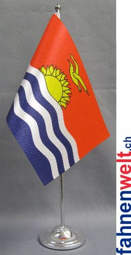 Kiribati Tisch-Fahne DeLuxe ohne St&auml;nder | 15.5 x 24 cm - Bild 1