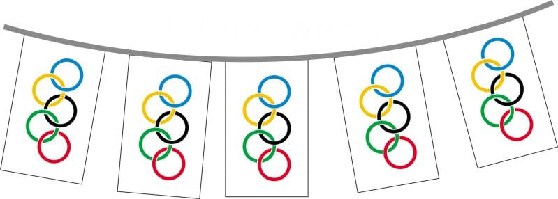 Stoff Fahnenkette Olympia / Olympische Spiele gedruckt | 30 Fahnen 15 x 22.5 cm 9 m lang - Bild 1