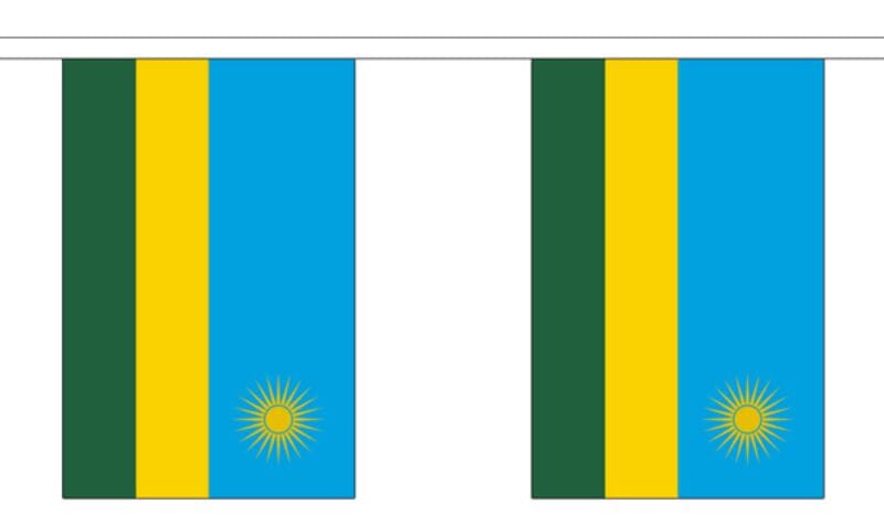 Fahnenkette Ruanda gedruckt aus Stoff | 30 Fahnen 15 x 22.5 cm 9 m lang - Bild 1