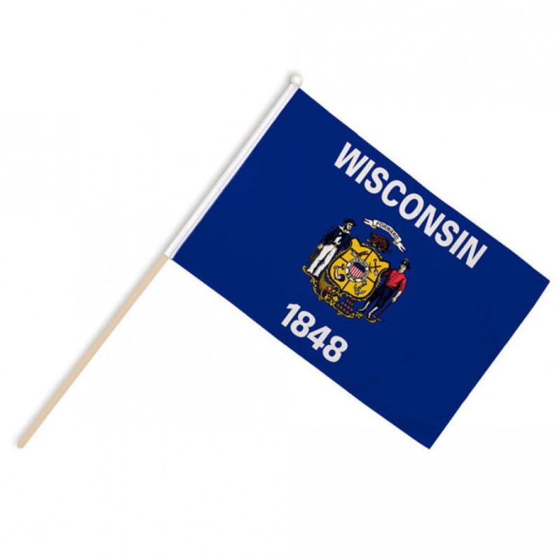 Wisconsin Fahne / Flagge am Stab Pack &agrave; 4 St&uuml;ck | 15 x 22.5 cm - Bild 1