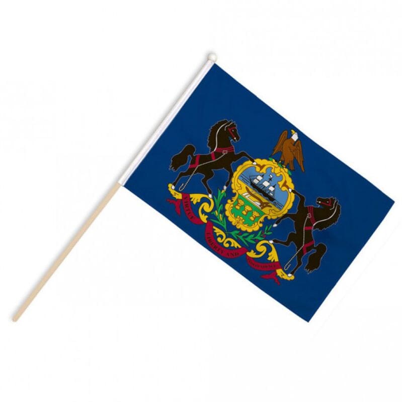 Pennsylvania Fahne / Flagge am Stab Pack &agrave; 4 St&uuml;ck | 15 x 22.5 cm - Bild 1