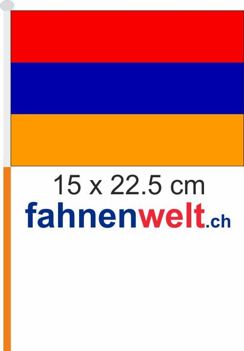 Armenien Fahne / Flagge am Stab Pack &agrave; 4 St&uuml;ck | 15 x 22.5 cm - Bild 1