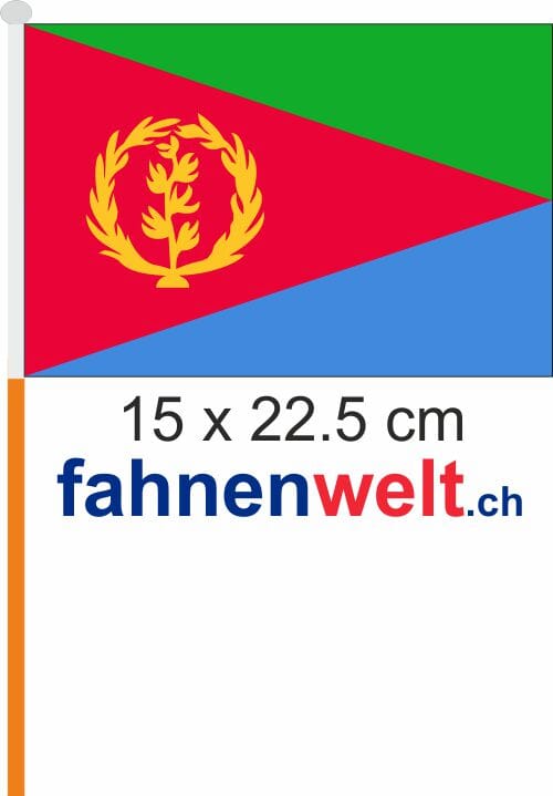 Eritrea Fahne / Flagge am Stab Pack &agrave; 4 St&uuml;ck | 15 x 22.5 cm - Bild 1