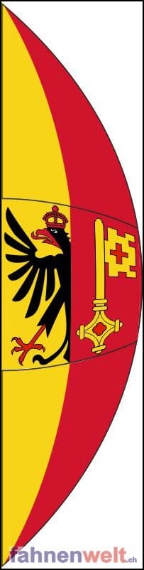 Bogenfahne / Halbrundfahne Kanton Genf GE inkl. Karabiner - Bild 1