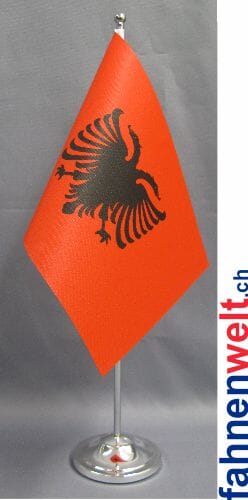 Albanien Tisch-Fahne DeLuxe ohne St&auml;nder | 15.5 x 24 cm - Bild 1