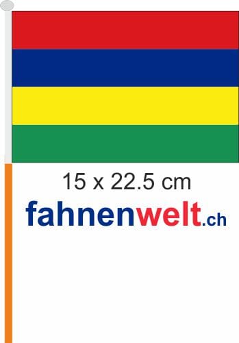 Mauritius Fahne / Flagge am Stab Pack &agrave; 4 St&uuml;ck | 15 x 22.5 cm - Bild 1
