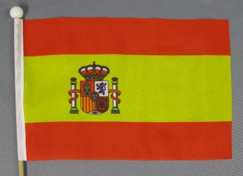 Spanien mit Wappen Tisch-Fahne aus Stoff mit Holzsockel | 22.5 x 15 cm - Bild 2
