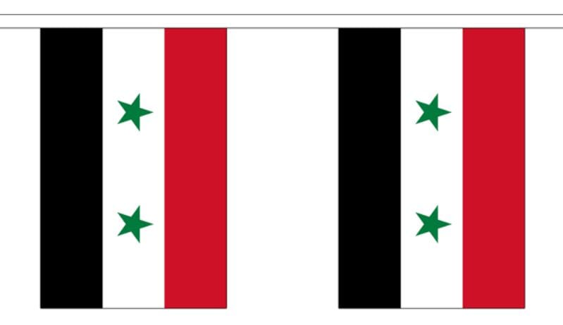 Fahnenkette Syrien gedruckt aus Stoff | 30 Fahnen 15 x 22.5 cm 9 m lang - Bild 1