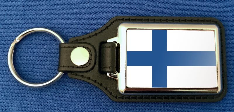 Finnland Schl&uuml;sselanh&auml;nger aus Metall und Kunstleder | ca. 95 X 37 mm - Bild 1