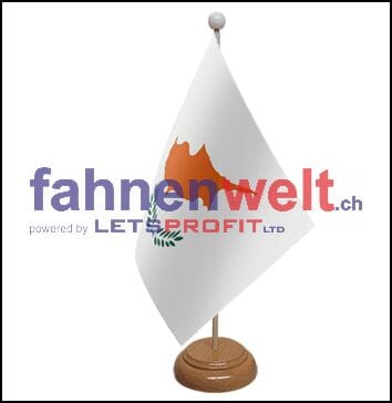 Zypern Tisch-Fahne aus Stoff mit Holzsockel | 22.5 x 15 cm - Bild 1