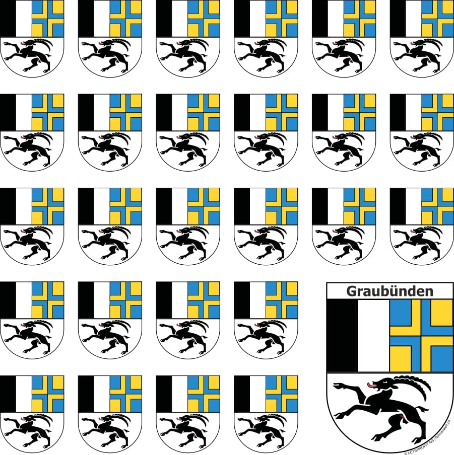 Aufkleber Sticker Graub&uuml;nden mit grosser und 26 kleinen Wappen - Bild 1