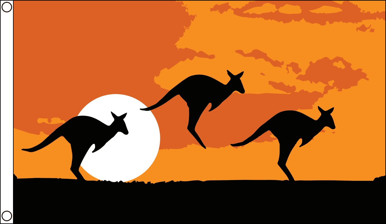 K&auml;nguru / Kangaroo Silhouette Fahne aus Stoff | 90 x 150 cm - Bild 1