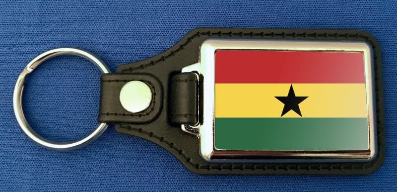 Ghana Schl&uuml;sselanh&auml;nger aus Metall und Kunstleder | ca. 95 X 37 mm - Bild 1