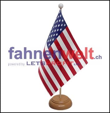 USA Tisch-Fahne aus Stoff mit Holzsockel | 22.5 x 15 cm - Bild 1