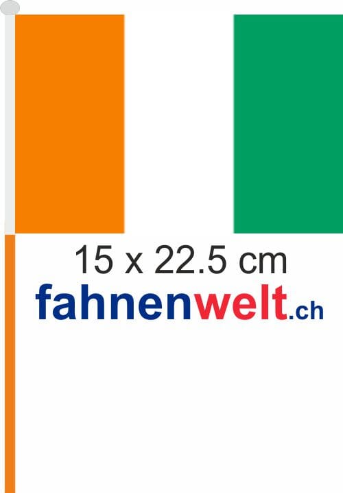 C&ocirc;te d&rsquo;Ivoire Elfenbeink&uuml;ste Fahne / Flagge am Stab Pack &agrave; 4 St&uuml;ck | 15 x 22.5 cm - Bild 1
