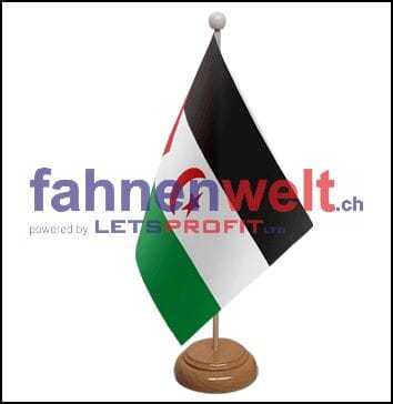 Westsahara Tisch-Fahne aus Stoff mit Holzsockel | 22.5 x 15 cm - Bild 1