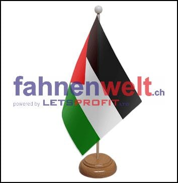 Jordanien Tisch-Fahne aus Stoff mit Holzsockel | 22.5 x 15 cm - Bild 1