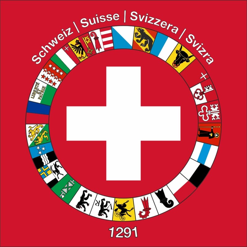 Fahne Schweiz mit Kantonen in Ring | 200 x 200 cm - Bild 1