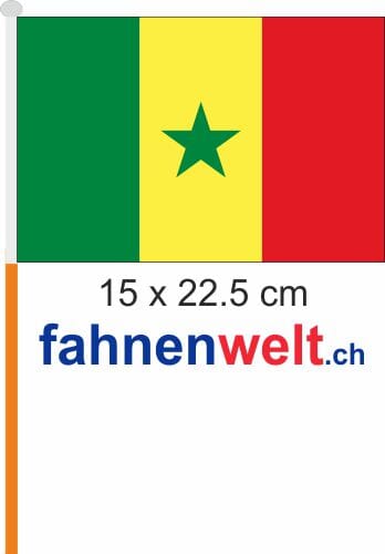 Senegal Fahne / Flagge am Stab Pack &agrave; 4 St&uuml;ck | 15 x 22.5 cm - Bild 1