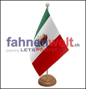 Mexiko Tisch-Fahne aus Stoff mit Holzsockel | 22.5 x 15 cm - Bild 1