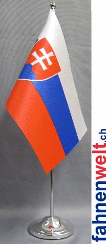 Slowakei Tisch-Fahne DeLuxe ohne St&auml;nder | 15.5 x 24 cm - Bild 1