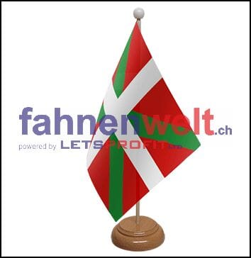 Baskenland Tisch-Fahne aus Stoff mit Holzsockel | 22.5 x 15 cm - Bild 1