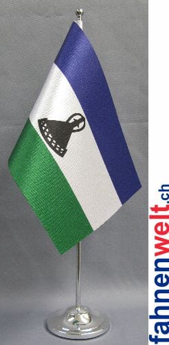 Lesotho Tisch-Fahne DeLuxe ohne St&auml;nder | 15.5 x 24 cm - Bild 1