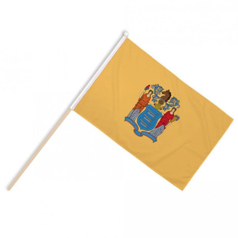 New Jersey Fahne / Flagge am Stab Pack &agrave; 4 St&uuml;ck | 15 x 22.5 cm - Bild 1