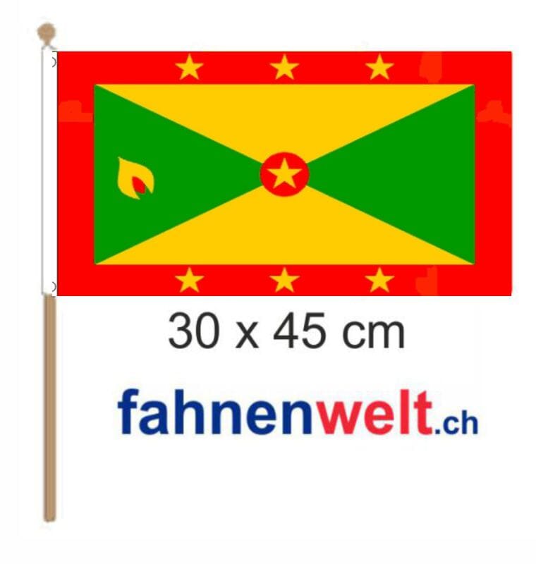 Grenada Fahne am Stab gedruckt | 30 x 45 cm - Bild 1
