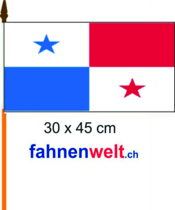 Panama Fahne am Stab gedruckt | 30 x 45 cm - Bild 1