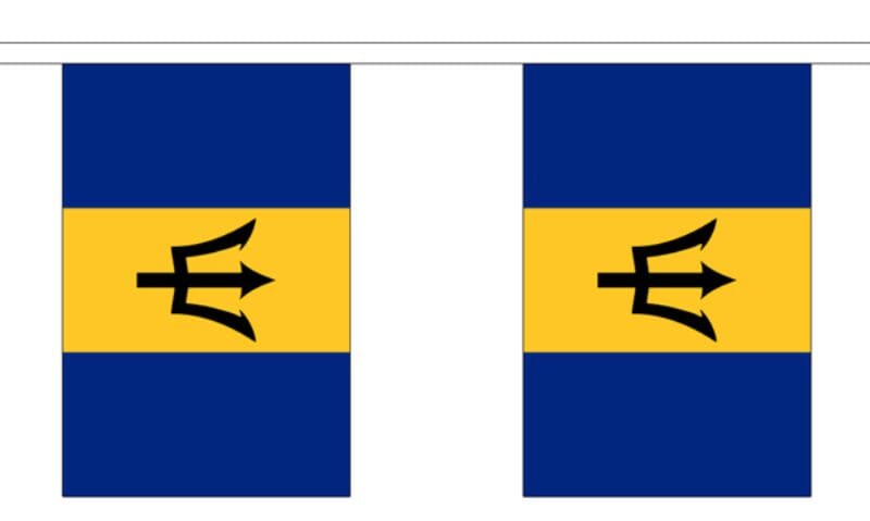 Fahnenkette Barbados gedruckt aus Stoff | 30 Fahnen 15 x 22.5 cm 9 m lang - Bild 1