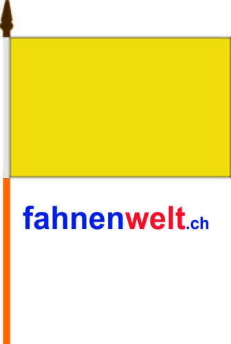 Gelbe Fahne am Stab Pack &agrave; 4 St&uuml;ck gedruckt | 15.5 x 23 cm - Bild 1